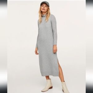 Gray Knit Midi  Dress